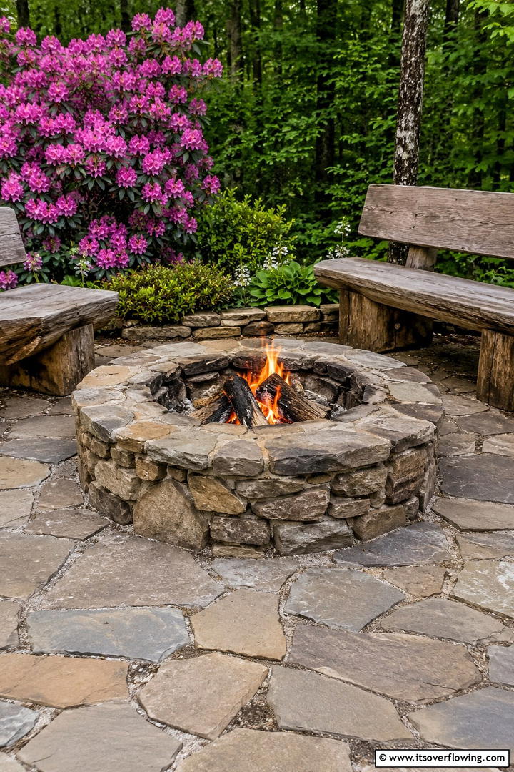 Stony Patio Fire Pit - 30 Elegant Stone Fire Pit Ideas for Backyard Entertaining