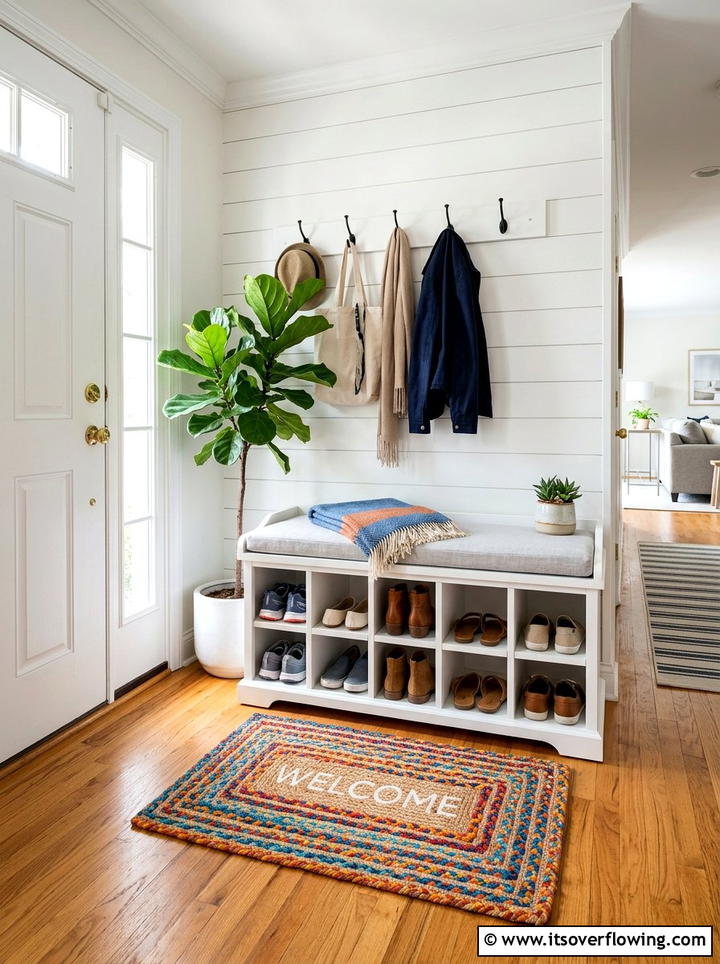 Storage Bench With Shoe Cubbies - 25 front porch ideas with storage bench