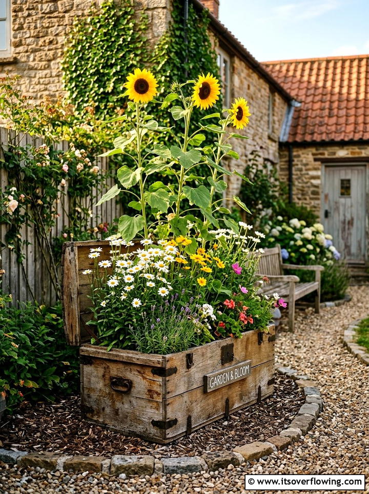 Storage Trunk Garden - 25 upcycled garden ideas with raised beds