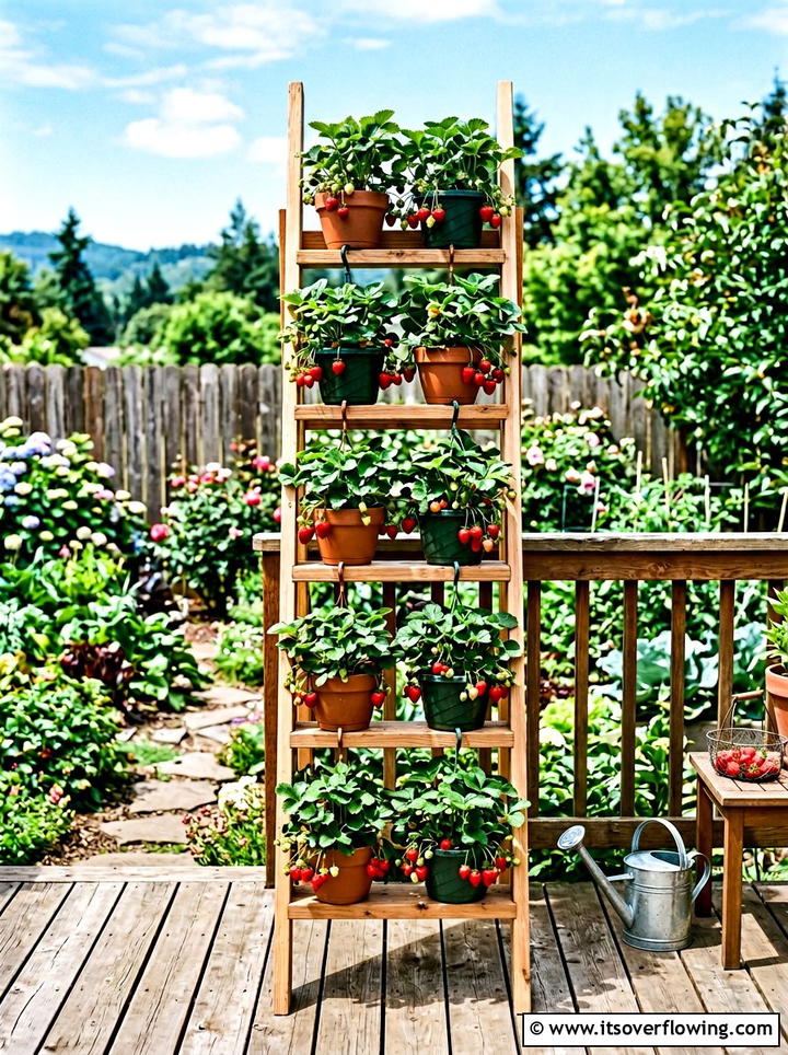 Strawberry ladder garden - 25 creative garden ideas with ladder planters