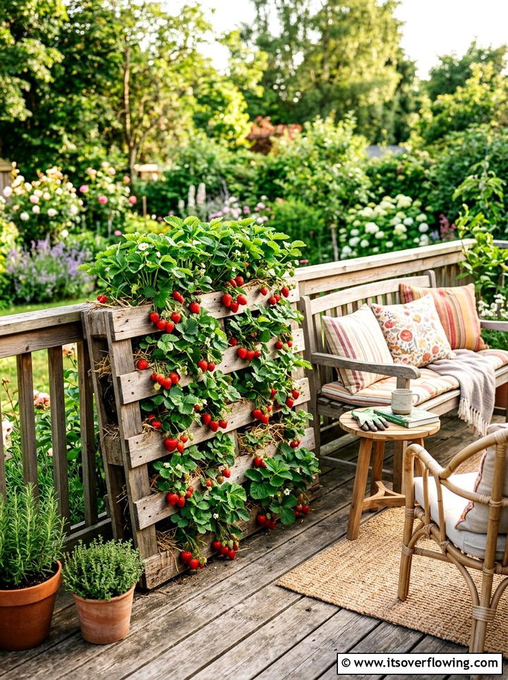 Strawberry planter - 25 creative garden ideas with pallet planters