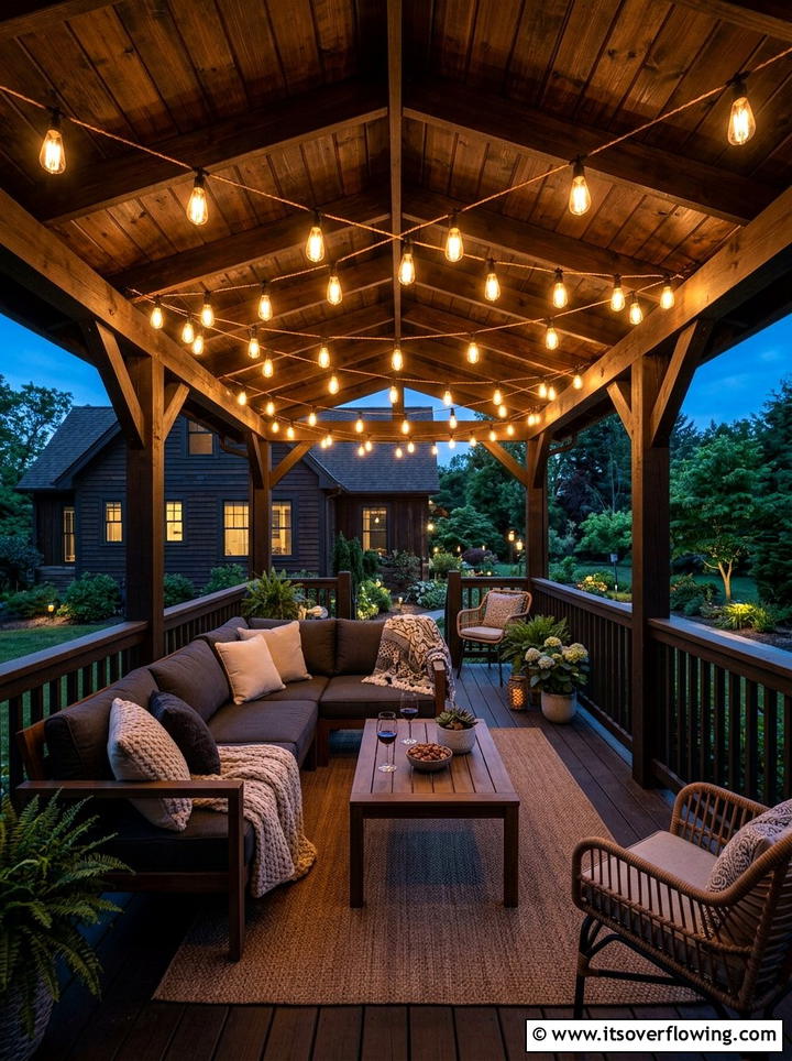 String Cafe Light - 25 front porch ideas for cold climates