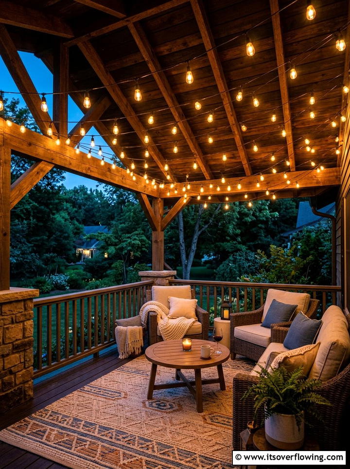 String Light Canopy - 25 front porch ideas with boho style