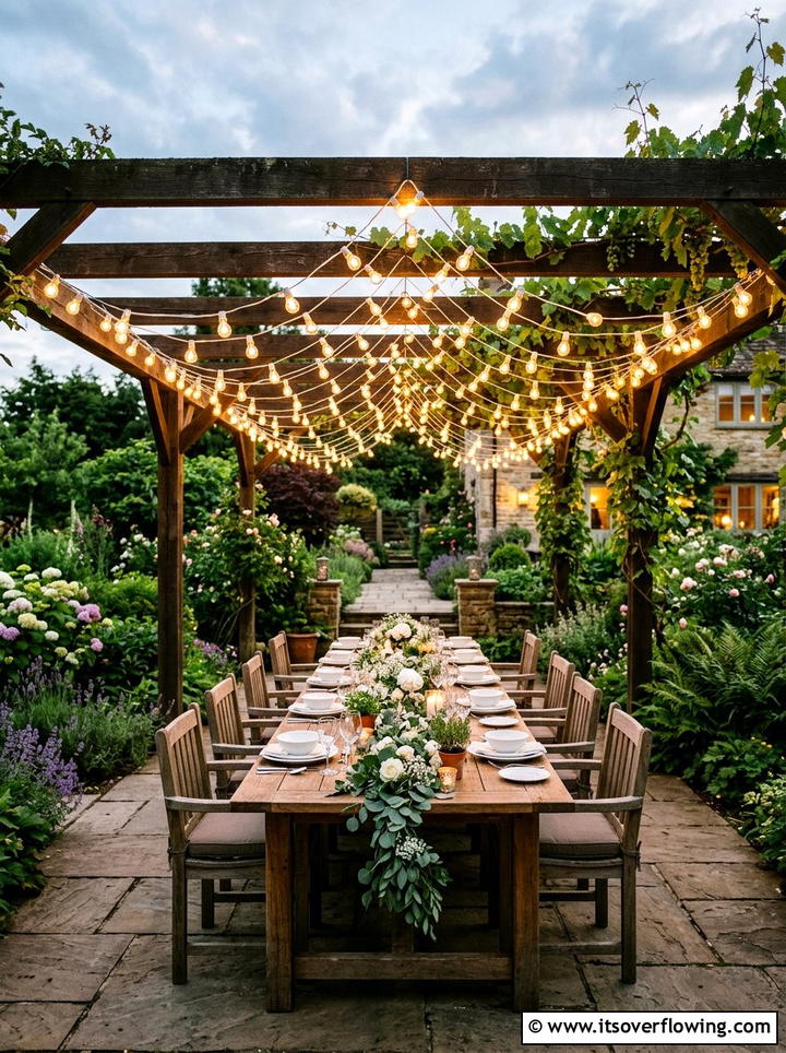 String Light Canopy - 25 garden decor ideas