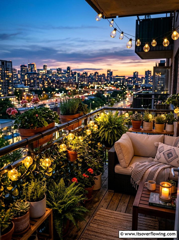 String Light Garden - 25 small garden ideas for urban homes