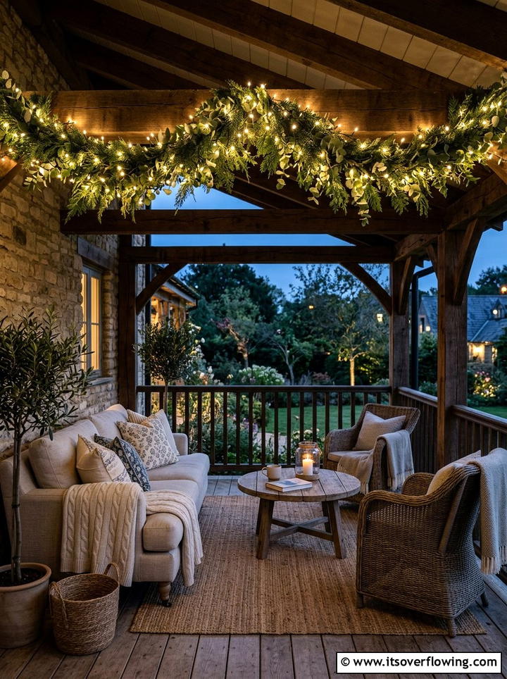 String Light Garland Porch - 25 front porch decor ideas with garlands