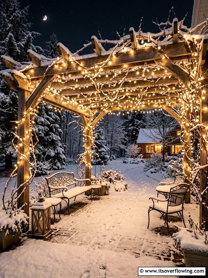 String Light - 25 garden decor ideas with winter decor