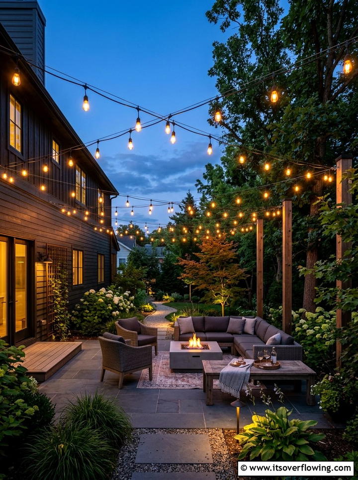 String Lighting Layout - 25 creative garden ideas for side yards