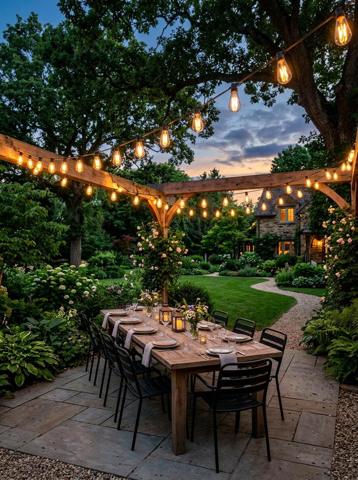 String Lighting - 25 backyard decorating ideas diy
