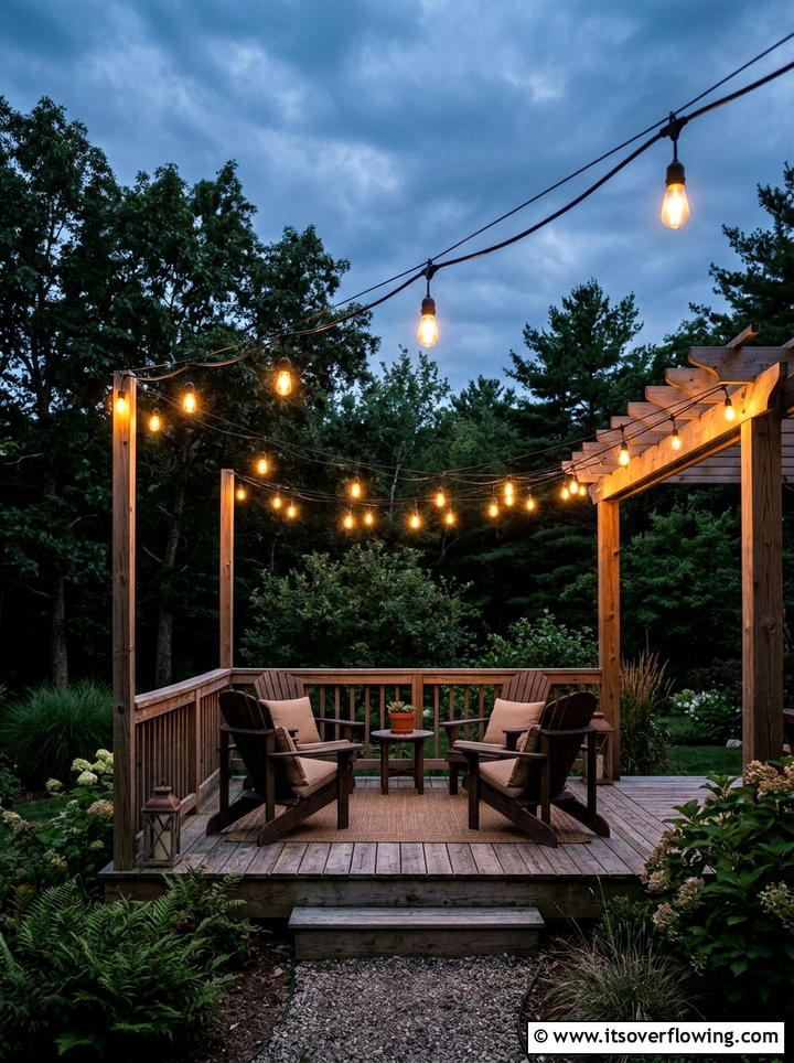 String Lights Arrangement - 25 backyard ideas for small yards