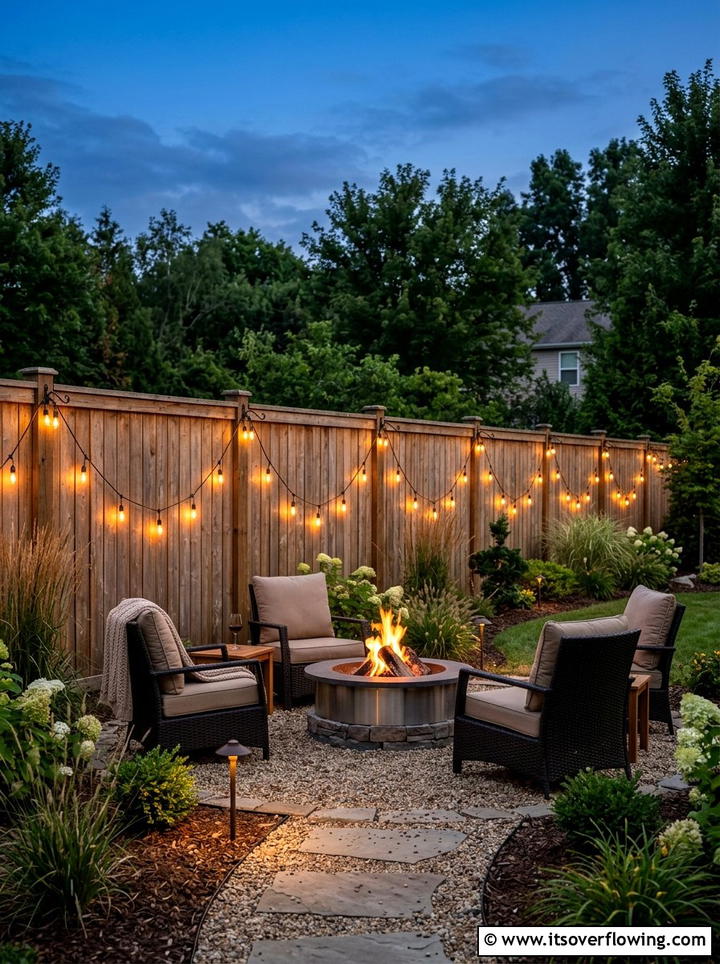 String Lights On Wooden Fence - 25 garden ideas with fence decor