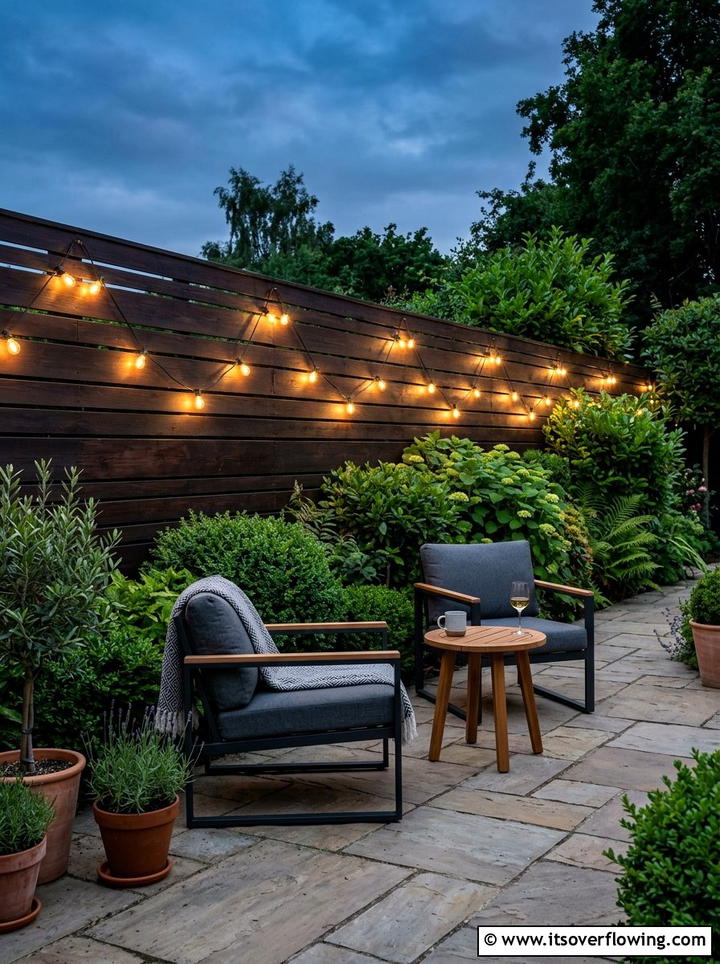 String Lights Over Fence - 25 garden ideas with lights