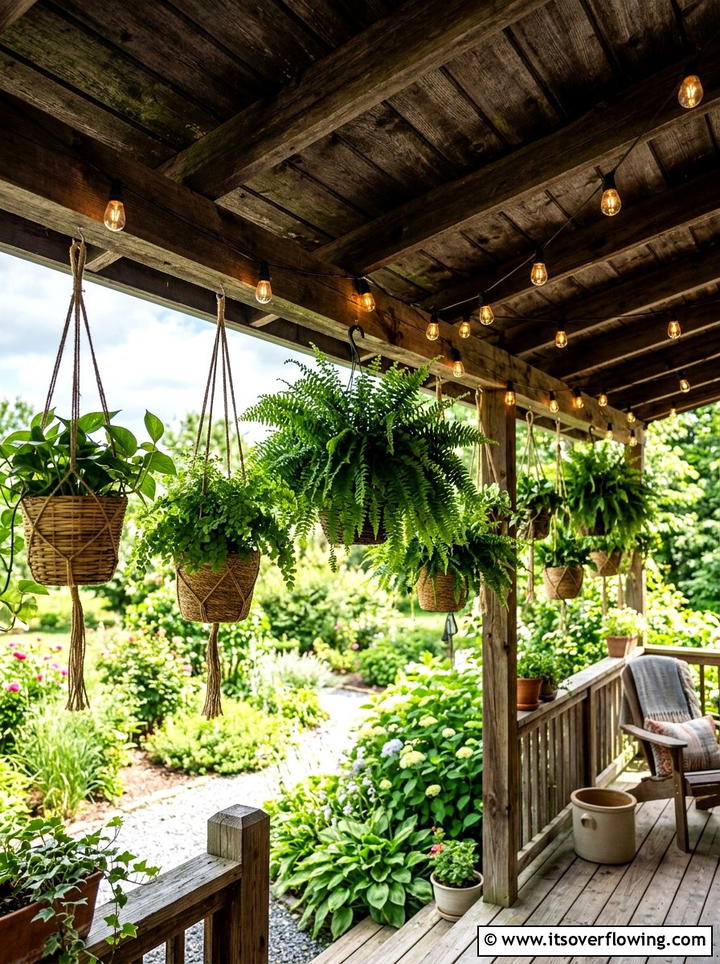 String Lights With Hanging Plants - 25 front porch ideas with string lights