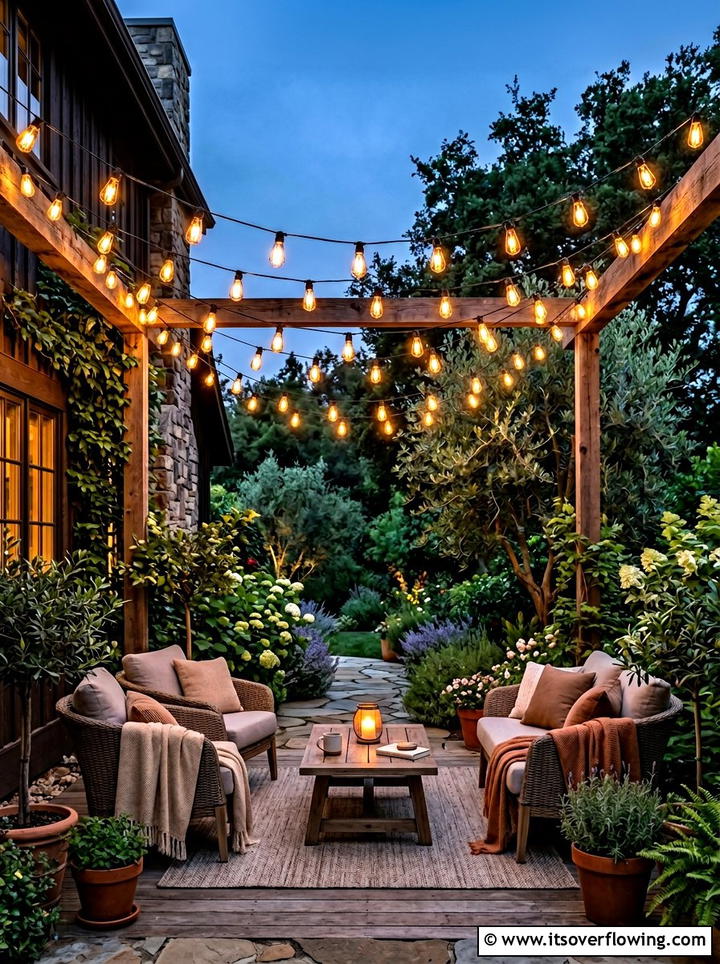 String light canopy - 25 small garden ideas for patio