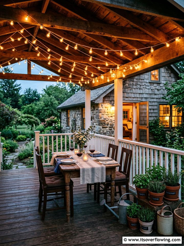 String light canopy - 25 front porch decor ideas with layered lighting