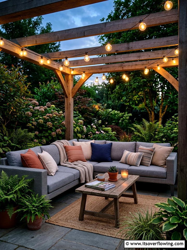 String light corner lounge - 25 backyard ideas with reading nook