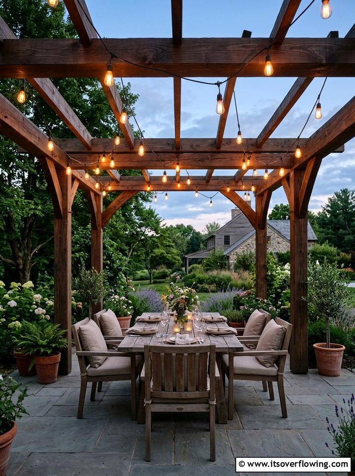 String light for pergola - 25 garden decor ideas with lights