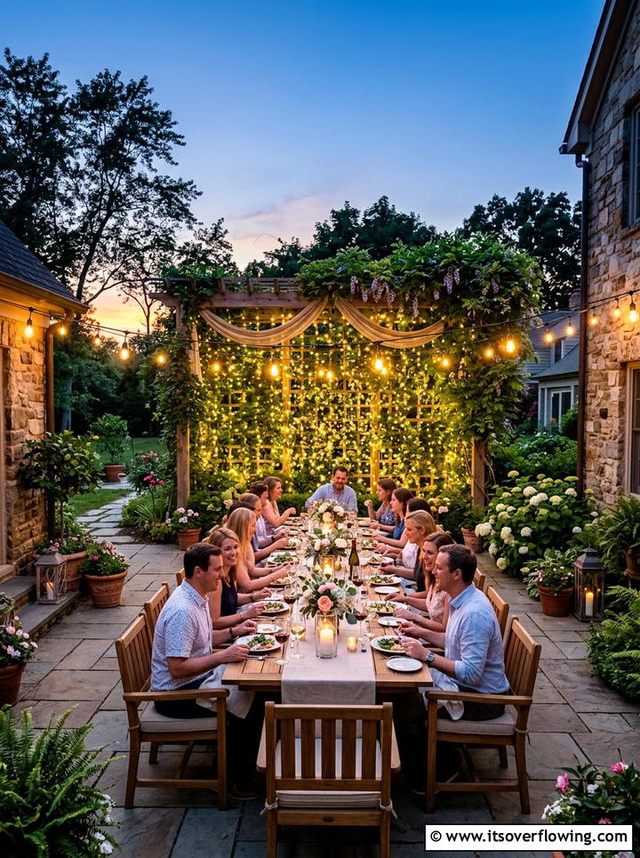 String light garden backdrop - 25 garden decor ideas with trellis backdrops