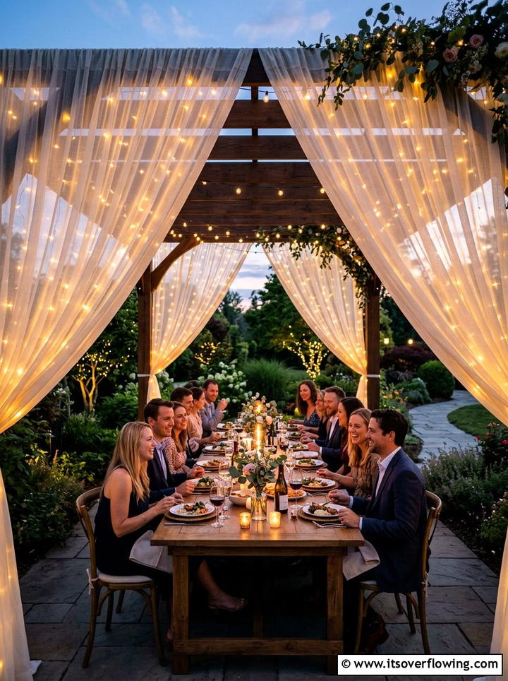 String light pergola curtains - 25 backyard ideas with pergola curtains