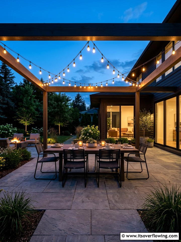 String lighting setup - 25 backyard ideas for summer parties