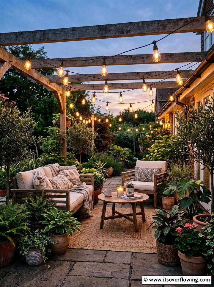 String lights for small patio - 25 small garden ideas with lighting