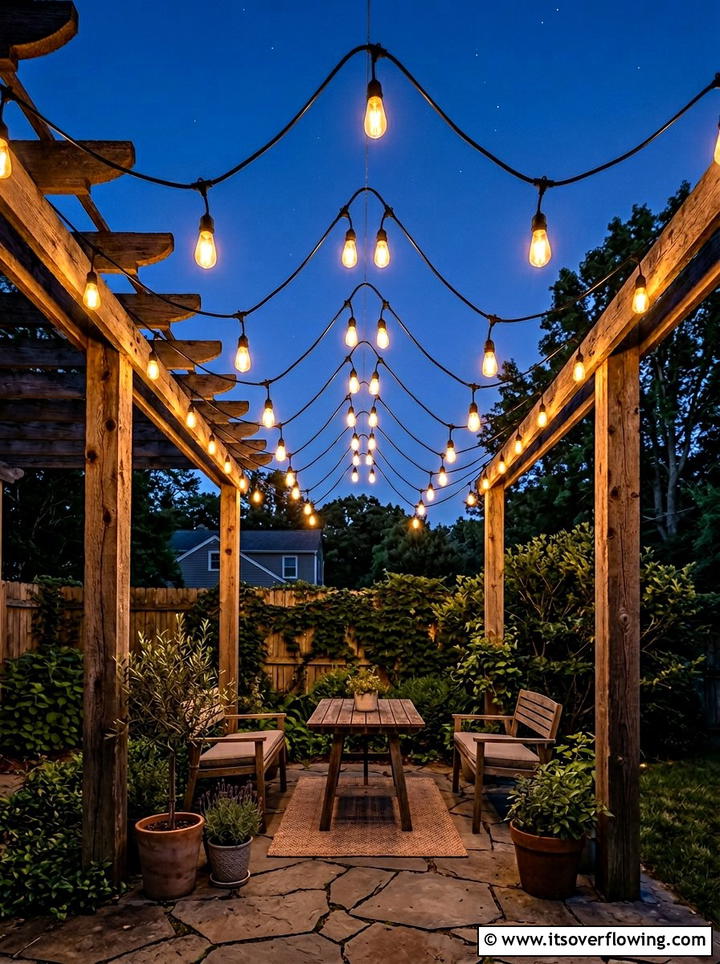 String lights overhead - 25 backyard ideas for townhouse yards