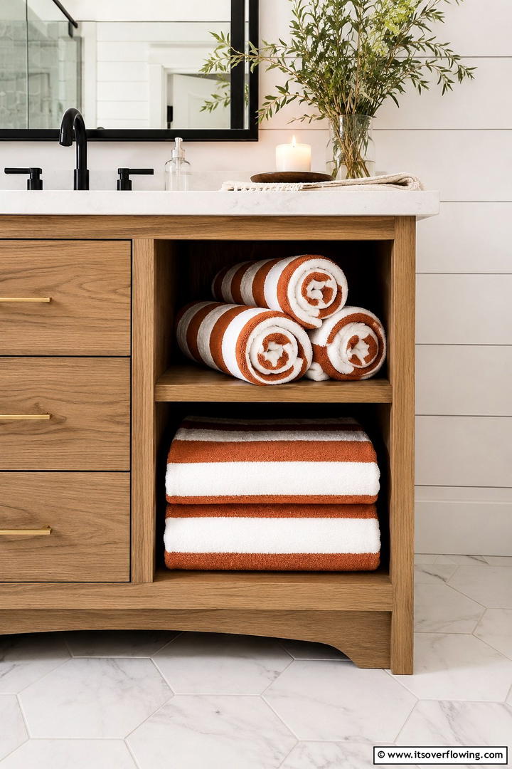 Striped Bath Towels - 50 Fall Bathroom Decor Ideas Roundup- Timeless Tips