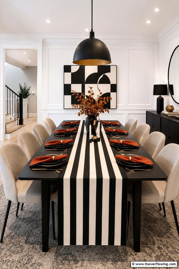 Striped Table Runner Styles - 50 Fall Table Decor Ideas Roundup- Seasonal Styling