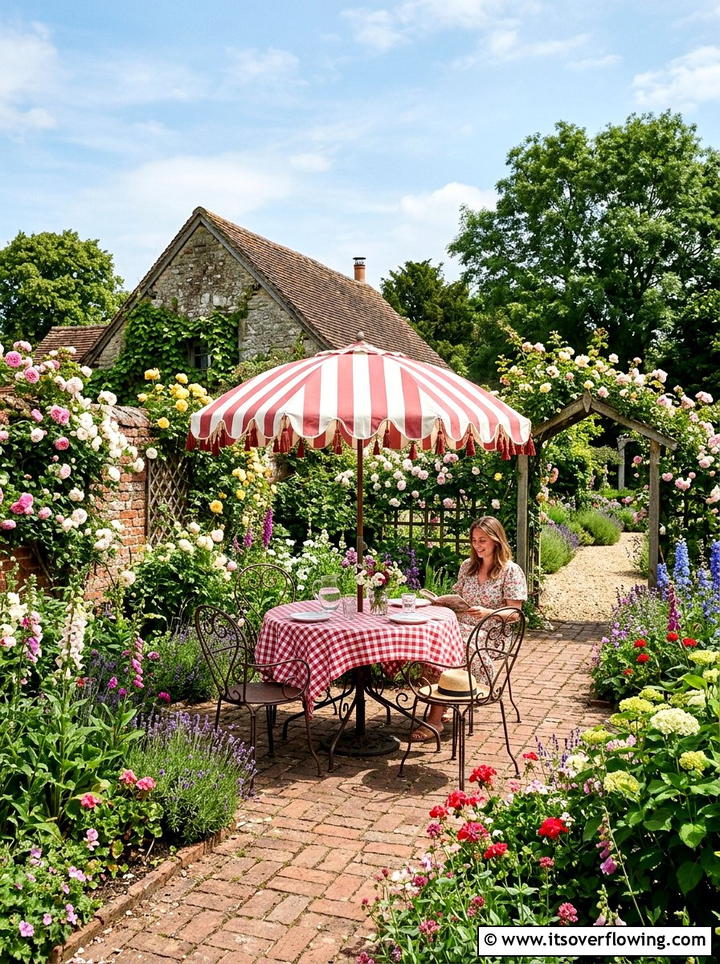 Striped Vintage Parasol - 25 garden decor ideas with umbrellas