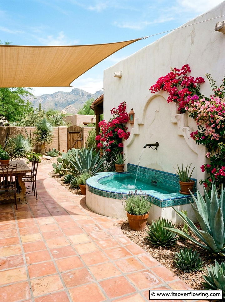 Stucco wall fountain - 25 creative garden ideas with fountain wall