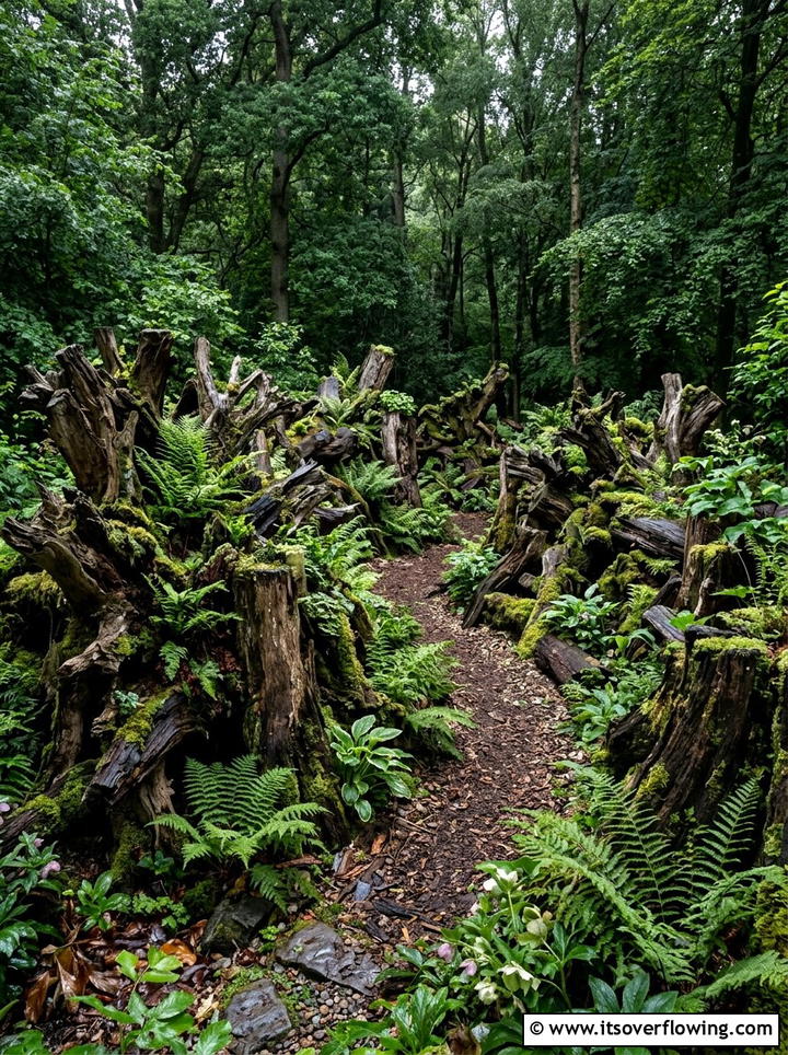 Stumpery Garden - 25 garden design ideas with woodland plants