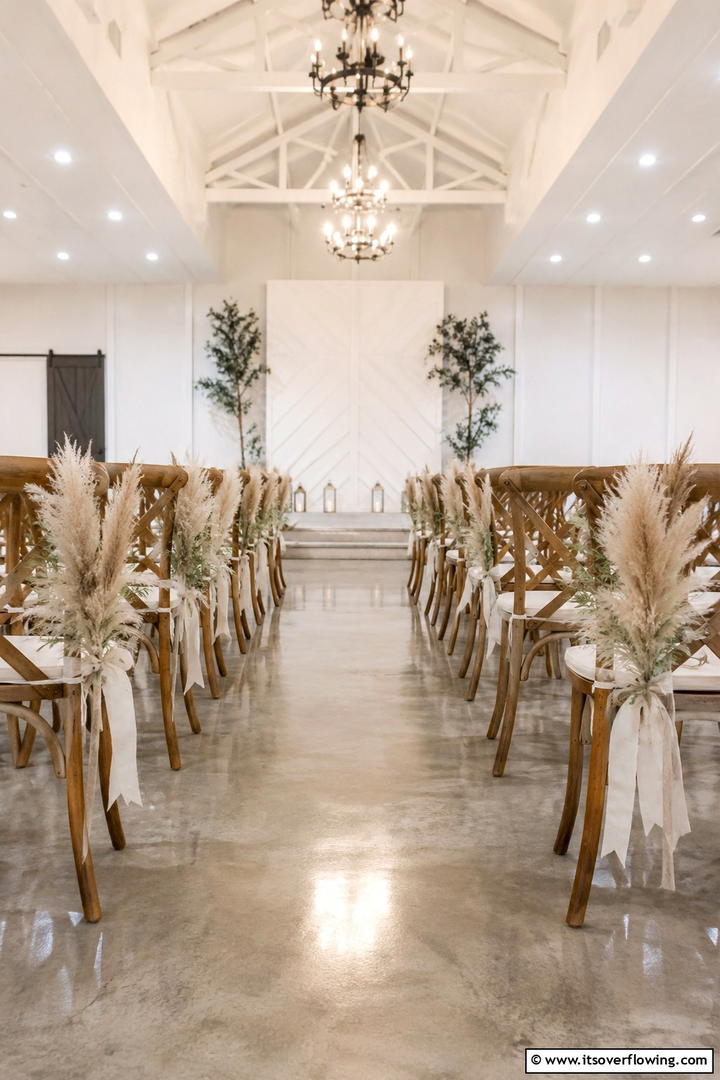 Stylish Pampas Chair Sashes - 30 Pampas Grass Wedding Decor Ideas for Boho Chic Vibes