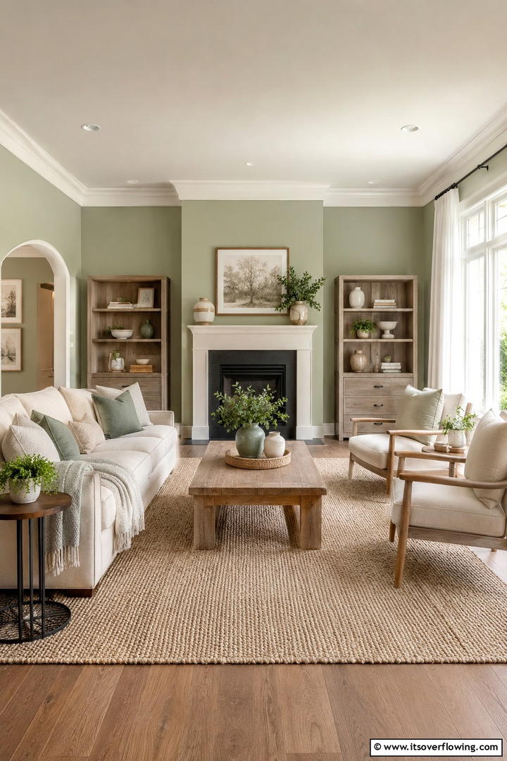 Subtle Elegance in Sage Hues - 30 Rustic Sage Green Living Room Ideas for Earthy Elegance