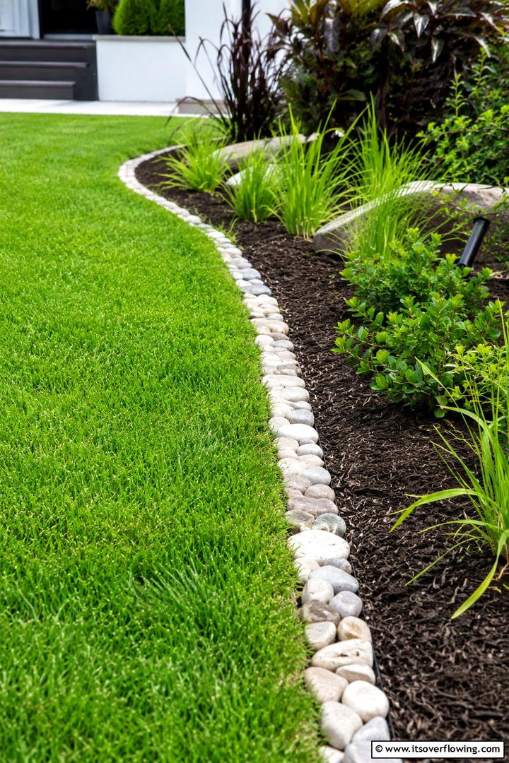 Subtle Stone Accent Edge - 30 Stone Garden Edging Ideas for Defined Outdoor Spaces