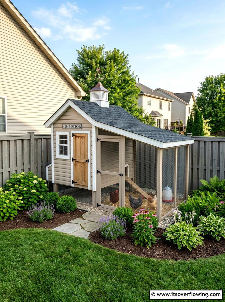 Suburban Chicken Coop - 25 creative garden ideas with chicken coop gardens