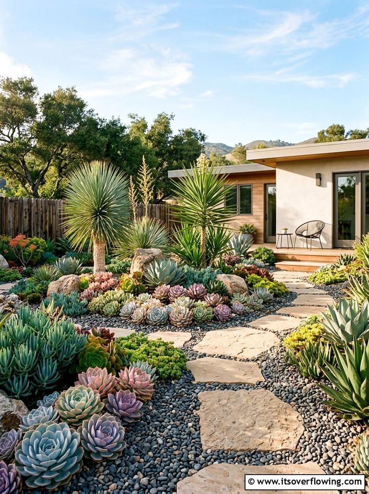 Succulent Backyard - 25 backyard ideas with low maintenance plants