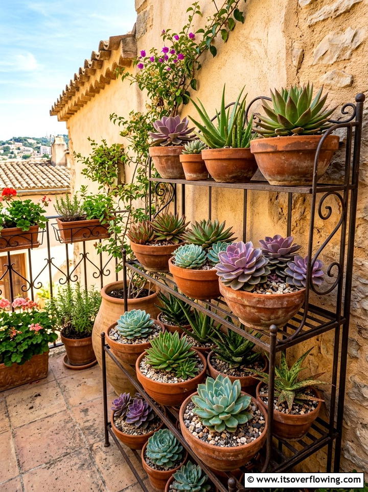 Succulent Balcony Garden - 25 small garden ideas for windy balconies