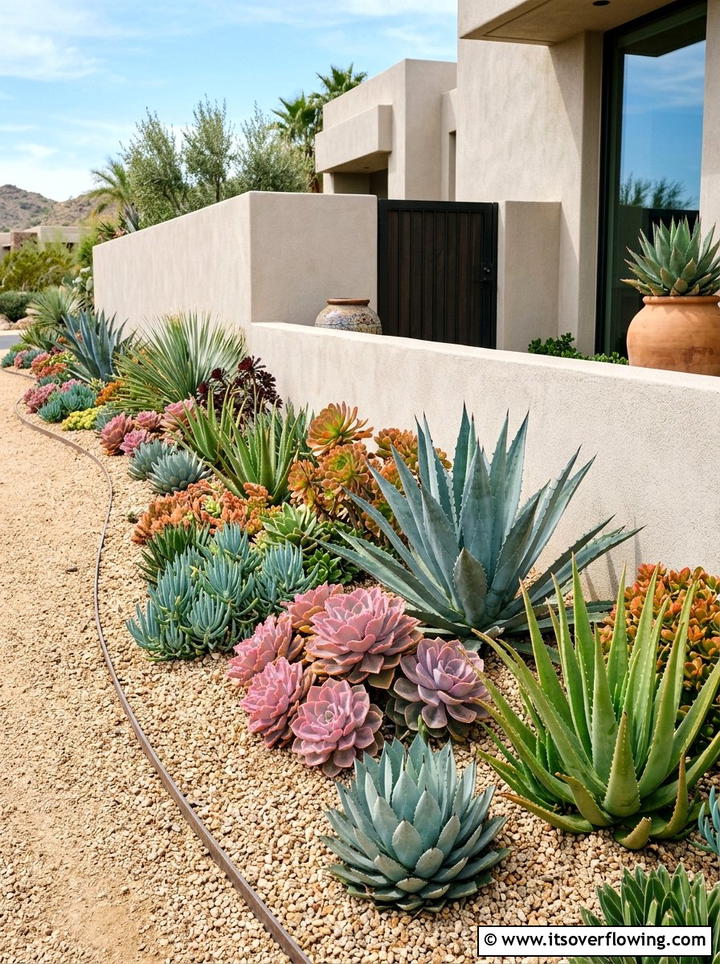 Succulent Border - 25 creative garden ideas for side yards
