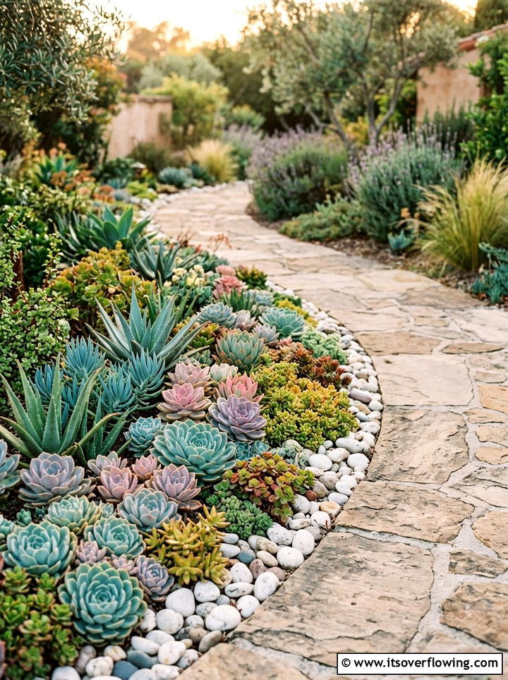 Succulent Border - 25 backyard ideas with drought tolerant plants
