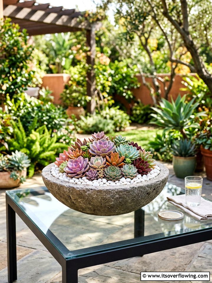 Succulent Bowl Display For Table - 25 creative garden ideas for porches
