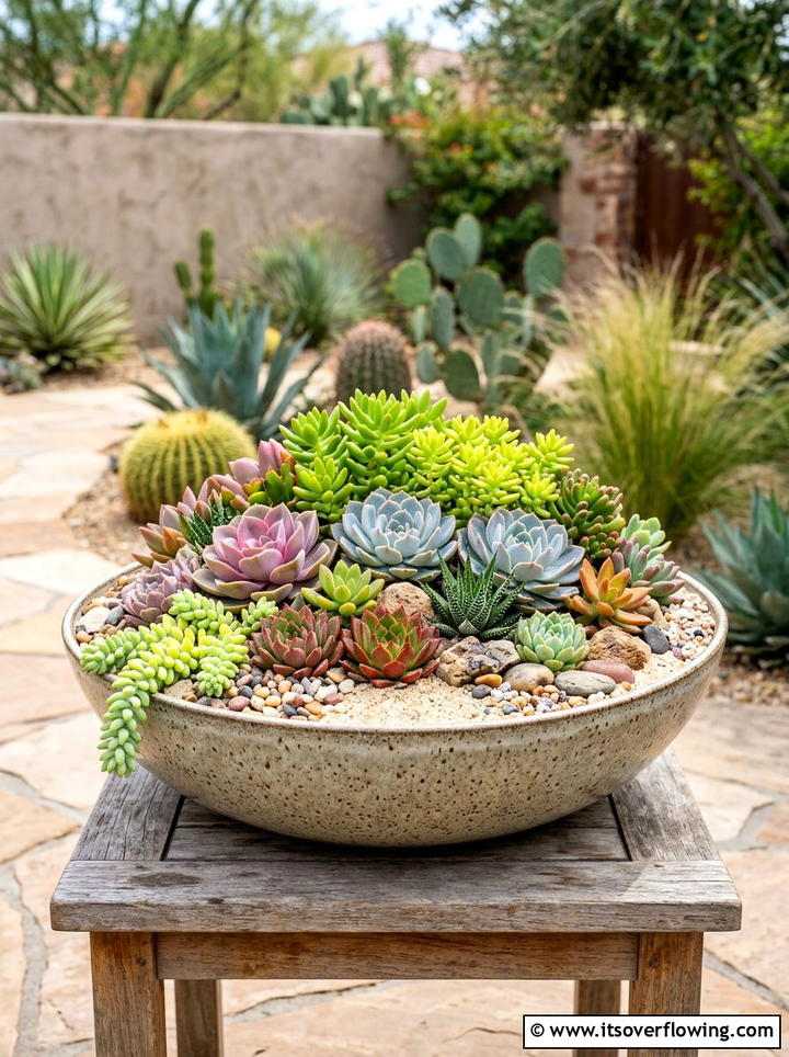 Succulent Bowl Planter - 25 garden ideas with pots