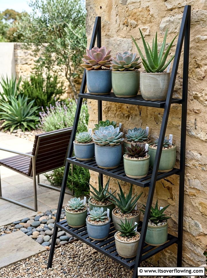 Succulent Display Shelf - 25 small garden ideas for balcony