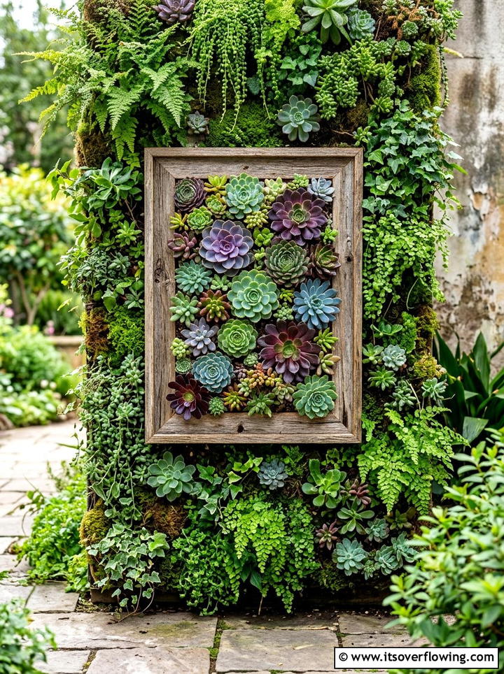 Succulent Frame Wall Art - 25 cheap garden ideas with dollar store decor