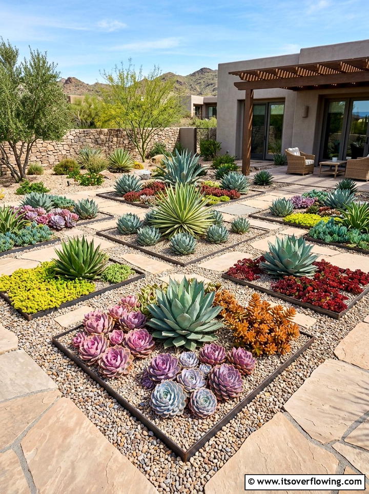 Succulent Garden Arrangement - 25 garden ideas for sandy soil