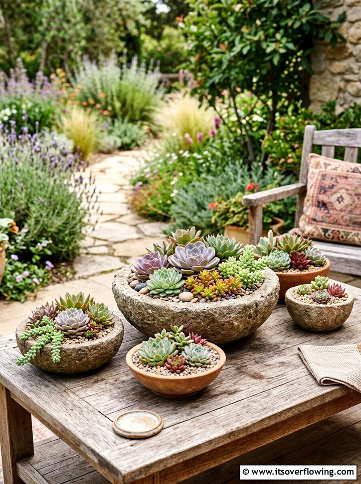 Succulent Garden Arrangement - 25 backyard ideas with container garden