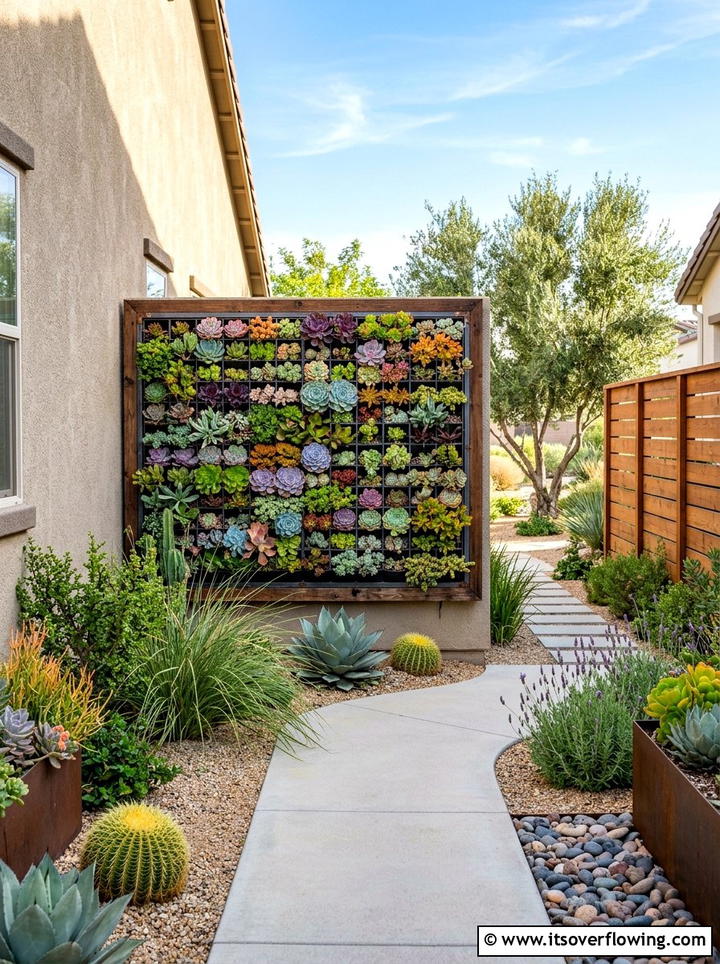 Succulent Garden Wall - 25 garden decor ideas for side yards