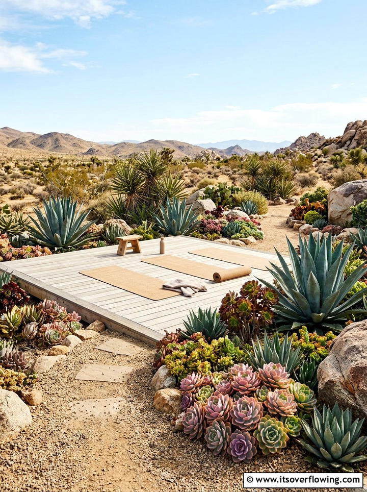 Succulent Garden Yoga Deck - 25 creative garden ideas with yoga decks