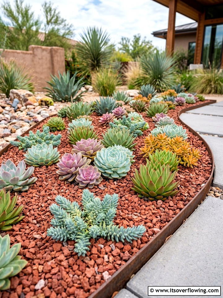 Succulent Gravel Bed - 25 garden ideas with gravel