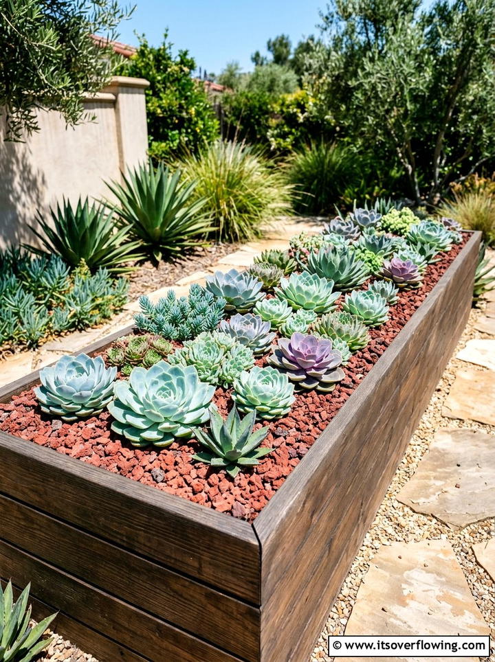 Succulent Gravel Mulch - 25 small garden ideas with gravel