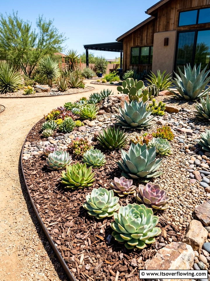 Succulent Mulch Bed - 25 backyard ideas with mulch beds